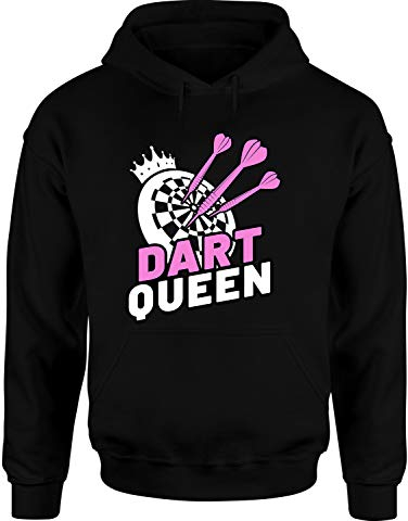Dart Queen Hoodie Unisex Dart Spruch T-Shirt Dartteam, Farbe: Schwarz, Größe: Xx-Large