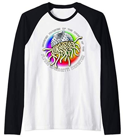 Ordonné Ministre Church of the Flying Spaghetti Monster FSM Manche Raglan