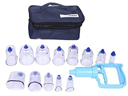 Vinnykud Schröpfen Set mit Vakuumpumpe für Vakkummassage Schröpfglas Set aus Kunststoff mit Pumpgriff (13 Stück)