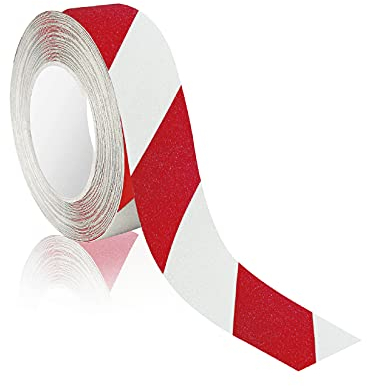 ERBI - Anti-Rutsch Klebeband [50mm x 10m] rot weiß - wasserfest für den Innen- und Außenbereich - Anti Rutsch Streifen für Treppe, Leiter, Bad - Antirutsch Streifen, Antirutschband