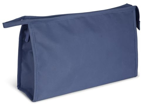 Grande Trousse De Toilette Textile Imperméable | Pochette Cosmétique De Voyage (Bleu Marine)