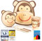 all Kids United® Kindergeschirr-Set aus Kunststoff; 5-teiliges Mehrweg Geschirr-Set mit Tier-Motive; Becher, Schüssel, Teller, Löffel & Gabel für Kinder (Affe)