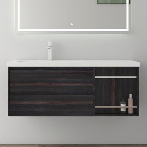 Mai & Mai Badmöbel-Set Waschtisch mit Unterschrank mineralguss Waschbecken-Unterschrank 120x46x49cm Dunkelbraun Open