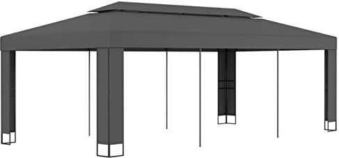 Lechnical Free Standing Awnings For Patios Manual Retractable Awning With Posts Gazebo with Double Roof 3x6 m Anthracite