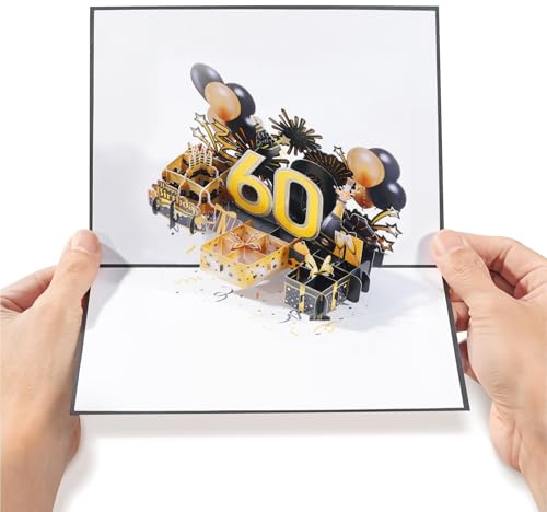 Diese-Klappkarten Geburtstagskarte - 50 x 20 cm Groß - 3D Karte zum Geburtstag - Glückwunschkarte mit Pop Up Effekt - Pop Up Birthday Card - Pop up Karte zum 60. Geburtstag