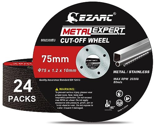 EZARC Cut Off Wheels 24 Pack, 75mm x 1.2 x 10mm Cutting Wheel, Metal & Stainless Steel Cutting Disc for Die Grinder, (Upgraded Thin Design)