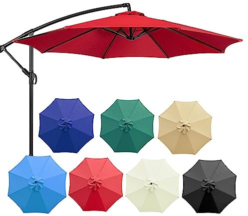 Auvent De Rechange Pour Parasol De Terrasse 2m/2,7m/3.0m, 6 Baleines/8 Baleines Toile De Remplacement Pour Parasol Déporté, Housse De Rechange Pour Parasol (auvent Seulement)(Couleur:Blanca,Taille:300