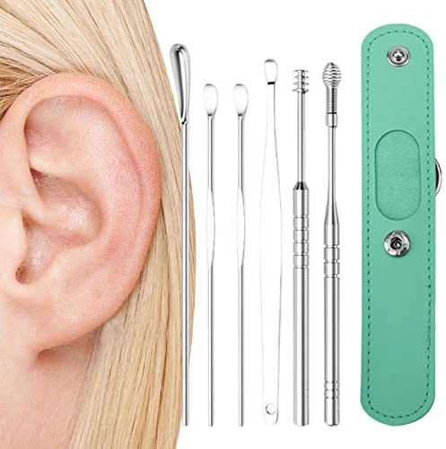 Tsuchiya Ohrenschmalz-Entfernungsset - 6-in-1 professionelles Ohrenreiniger-Set mit PU-Aufbewahrungstasche | Professionelles Werkzeug zur Ohrenreinigung, Geschenk für Familie, Freunde, Erwachsene