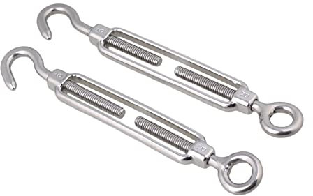 Spanndraht, Spannschlösser, 304Steel M4 M5 M6 M8 M10 M12 Turnbuckle Wire Rope Tension Adjusting Chains Rigging 10/4/ 2pcs(Color : M5 4pcs) (Color : M12 2pcs)