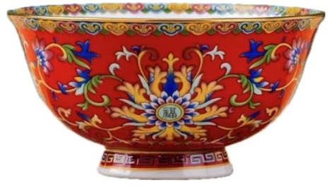 Bol à riz en porcelaine de style palais antique chinois, bol à bouillie, bol à soupe 15,6 cm 15,6 cm couleur émail petit bol en porcelaine anglaise pied haut bol palais chinois vaisselle en céramique