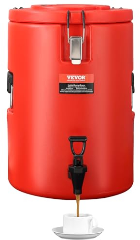 VEVOR Dispensador de Bebidas Aislado Dispensador de Agua Fría y Caliente No Eléctrico 17,2 L Almacenamiento de Alimentos de Acero Inoxidable Contenedor Aislado 10 H con Grifo Portátil para Camping
