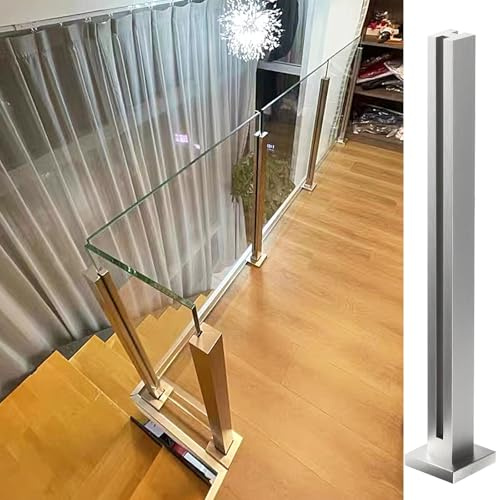 Palo per Ringhiera in Vetro Topless - 80cm di Montanti per Balaustra in Vetro Argentato in Acciaio Inossidabile per Terrazzo, Gradini, Balcone, Piscina, Scale Del Patio