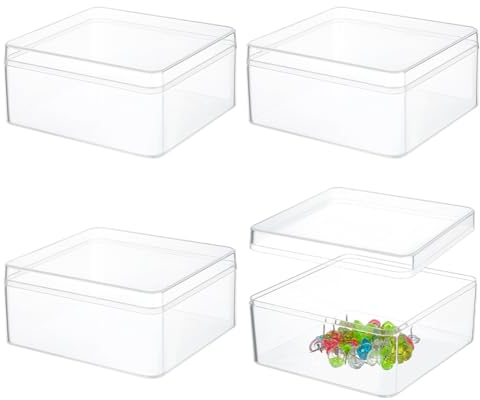 BENECREAT 4 Caja de Almacenamiento de Acrílico con Tapa, Contenedores de Almacenamiento Cuadrados de 12x13x6cm, Caja de Presentación de Almacenamiento En Forma de Cubo para Bodas, Fiesta, Golosinas