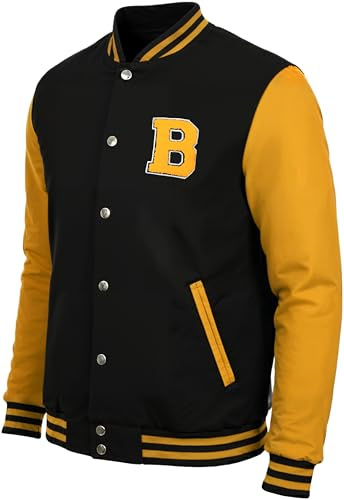 Decrum Casual Varsity Jacket Men - College Mens Bomber Jackets [40020083-EK] | B Yellow sleeve, M