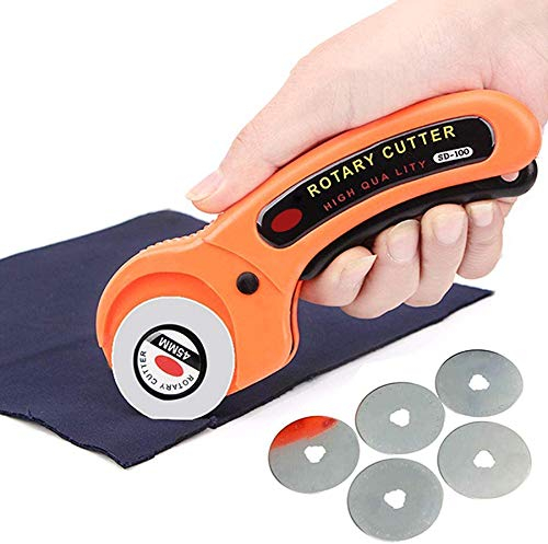 TRITAM 45Mm Roll NäHen mit 5PCS 45Mm Klingen Runde StofffüHrung Schneide Maschine Quilten Stoff Bastel Werkzeug Kit