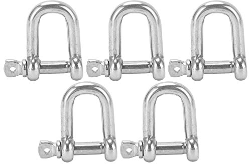 Gigicial 5 Stück Bootsankerschäkel, M6 gerader D-Schäkel kurz, Kettenschäkel U-Bolzen Rigging-Verschluss, Umlenkrollen Für Seile, Ankerschäkel aus Edelstahl 304 in Marinequalität, Schraubschäkel
