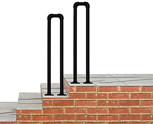 Handlauf Geländer Industrielles Treppengeländer für Außenstufen, Übergangshandlauf für 1 Stufe, Außenhandlauf aus schwarzem Metall und Schmiedeeisen für die Veranda vor dem Haus für Terrassenbeläge i