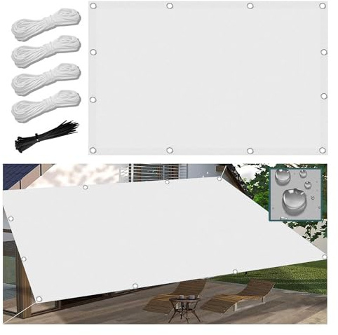 Tenda a Vela Parasole 4x6M Vele Ombreggianti Impermeabile Rettangolare Vele Parasole da Giardino Protezione Solare Schermo UV con funi di Tensione per Terrazze Balconi