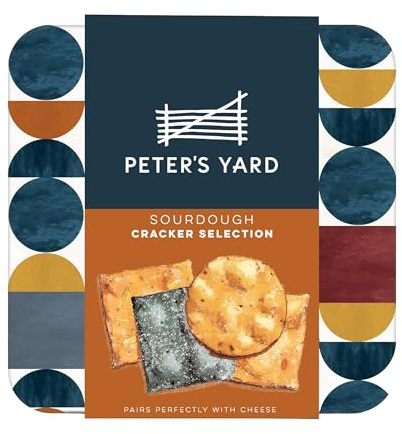 Peter's Yard Sourdough Crackers Selection Tin, Great with Chutney and Cheese, High Fibre, Natural Ingredients, Low Sugar, Contains 4 x Cracker Sleeves.