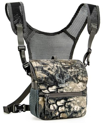 MOXULE Fernglas-Geschirr-Brustpack: Bino-Tasche mit magnetischem Deckel und Regenschutz für die Jagd (grün)