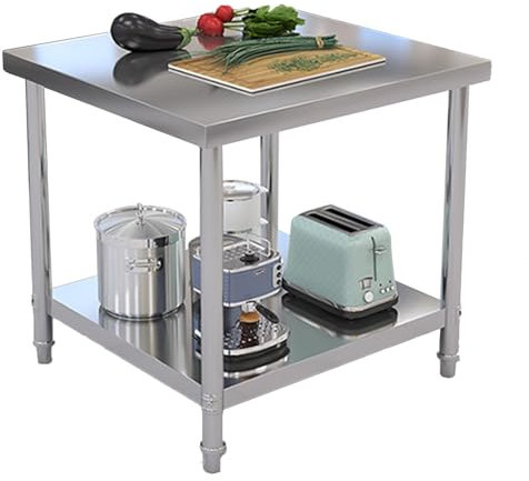 AILZCFX Doppelstöckige Werkbank Kommerzieller Edelstahl-Zubereitungstisch Küchen-Schneideplatte Metalltisch Multifunktionaler kommerzieller Zubereitungstisch Offenes Lagerregal