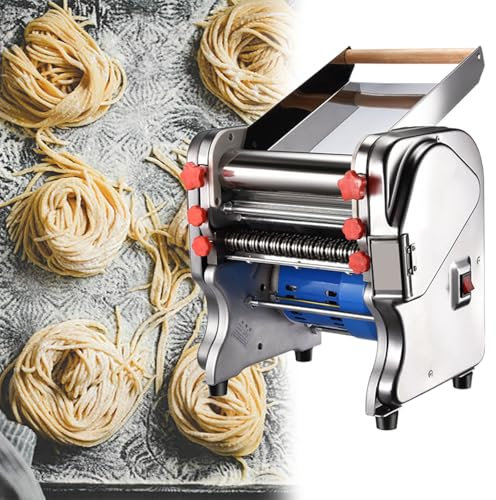 WOTZOV Macchina per Pasta elettrica, Macchina per pressare la Pasta e Gli Spaghetti, Spessore Regolabile, Acciaio Inossidabile, 550 W, per Uso Domestico e familiare