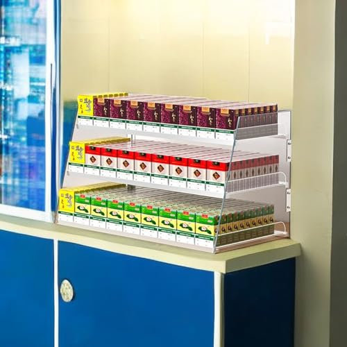 Générique Présentoir à Cigarettes Transparent, étui à Cigarettes Automatique Mural en Plastique, Support à poussoirs Transparent pour magasins, supermarchés, cafés (92 cm x 29 cm x 29 cm)