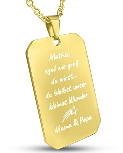 Hanessa Personalisierte Dog Tag Kette mit Gravur - Hundemarke mit Gravur Edelstahl 50 cm - Personalisierte Kette mit Namen Herren - Erkennungsmarke Männer Halskette Dog Tag