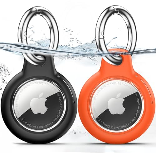 TNSNK Waterproof for Apple Airtag Holder Case with Lock, for Airtag Pendant Key Ring Case with Keychain for Luggage/Bicycles/Pets