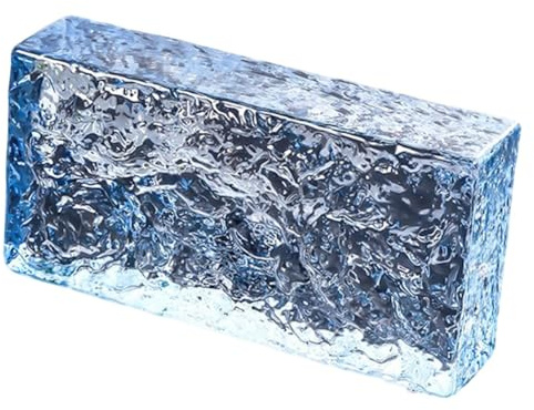 LXHELIVERY Klarglasbaustein, Massiver Glasbaustein, 1 Stück Rechteckiger, Massiver, Doppelseitiger Kristallbaustein Für Bauzwecke Wie Trennwände Und Hausdekoration(Blue-c)