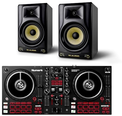 Numark Mixtrack Pro FX DJ Controller and M-AUDIO Forty Sixty Pair Studio Monitors for Studio Recording, Music Production, Podcasting, Streaming