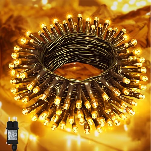 20M 200 LED Weihnachten Lichterkette Außen Strom 8 Modi mit Timer Warmweiß | IP65 Wasserdicht Weihnachtsbeleuchtung mit Stecker für Innen Deko, Garten, Hochzeit, Party, Weihnachten