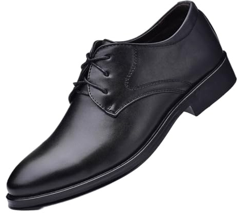 Klänningsskor For Män Med Snörning Oxford-skor Läderskor Herr Oxfordskor Med Snörning Affärsskor I Läder Formella Snörskor Halkfria(Black,42 EU)