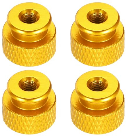 QUARKZMAN 4Pcs Ecrou A Griffes, M3.5 12mm OD 10mm Hauteur Alliage D'Aluminium 6061 Anodise Ecrou A Main, Vis Chassis Metal Pour Machines, Assemblage DIY, Electronique, Jaune