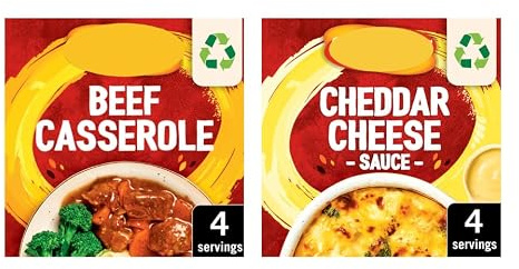 Beef Casserole Recipe Mix and Cheddar Cheese Sauce Mix, 38g Each, Pack of 2