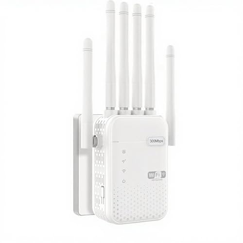 Répéteur WiFi Puissant, Amplificateur de Signal WiFi 6 avec 6 Antennes, Couverture jusqu'à 980 m², Installation WPS 1 Clic, 2 Ports Ethernet, 3 Modes (Répéteur/Routeur/Point d'Accès)