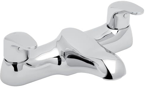 Deva Adore Deck Mounted Chrome Bath Filler Mixer Twin Lever Hot & Cold Handle Bathtub Bathroom Taps-Solid Brass Silver Finish ADORE108 – 12 Year Warranty