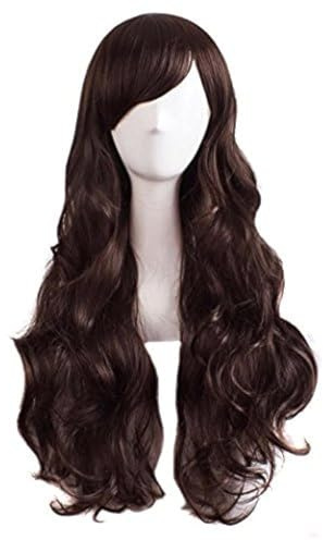 MapofBeauty 28 Pulgadas/70cm Encantadora Mujer Peluca Larga Rizada Pelo Sintético Completo (oscuro marrón)