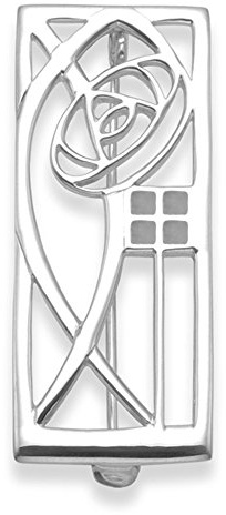 Sterling Silver Rennie Mackintosh Brooch with antique oxidized finish - SIZE: 21mm x 39mm. Gift Boxed - 9105/B53HN