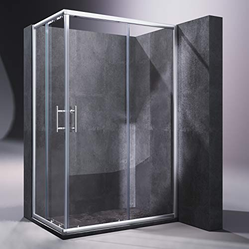 SONNI Mamparas de Ducha Corredera 120x90 cm,Angular Puertas Retangular,Easyclean Vidrio Templado de Seguridad 5mm con NANO Tratamiento Antical