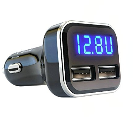 JEBSENS USB Car Charger - 4.8A 24W Dual Port Car Phone Charger with LED Voltage Meter, Cigarette Lighter Car Charger, 12V 24V Fast Charging, Compatible with iPhone, Samsung, Huawei, iPad, Tablets