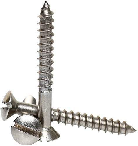 A2 Stainless Steel Slotted Raised Head Countersunk Wood Screws DIN 95 4 x 30 / No.8 x 1 1/4 - 20 Pack