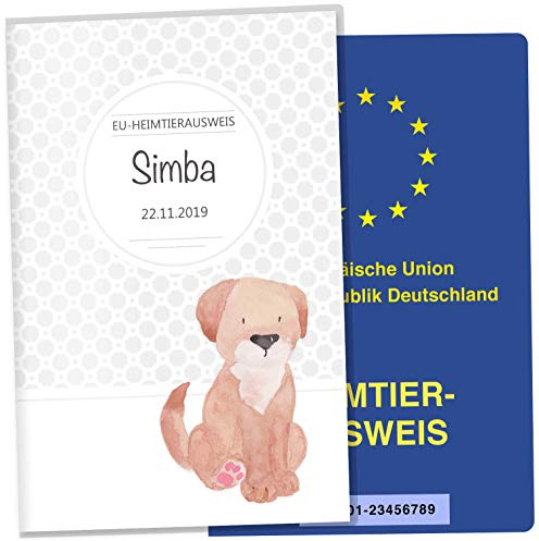 OLGS EU-Heimtierausweis Hülle Haustiere Tierausweis Schutzhülle Geschenkidee personalisierbar mit Namen und Geburtsdatum (Simba, EU-Heimtierausweishülle personalisiert)