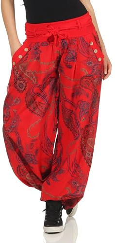 Malito – Haremshose Damen mit Print – Unisize Pumphose aus Baumwolle – Leichte Stoffhose inkl. Stoffgürtel – Bequeme Sommerhose für warme Tage – Dünne Aladinhose für Frauen 3485 (Größe 34-40)