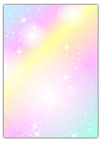 Rainbow Motiv-Briefpapier (MPA-5216, DIN A4, 25 Blatt) Regenbogen Motivpapier mit knallig bunten Farben und Sternen