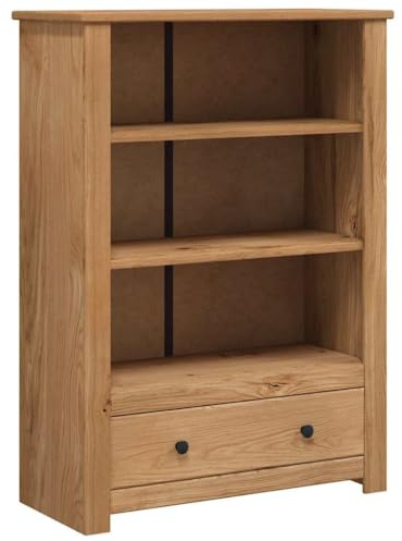 vidaXL Massivholz Panama-Kiefer Bücherregal mit 3 Stufen 1 Schublade Bücherschrank Regal Holzregal Standregal Aktenregal 80x35x110cm