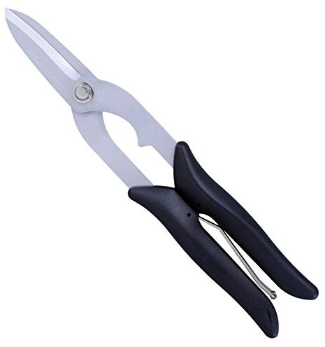 ALLEX Sheet Metal Cutter Straight Cut 9.5 Inch, Japanese Steel Metal Shears Heavy Duty Spring Loaded, Made in Japan, Straight Blade/Straight Cutting, Black
