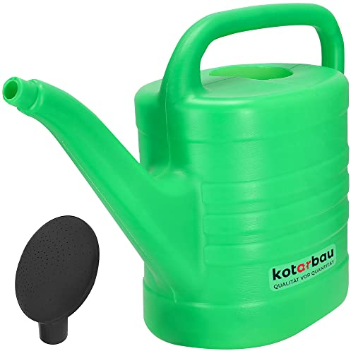 KOTARBAU® Regadera de Plástico Resistente 10 L, Ovalada Con Cabezal Efecto Lluvia, Accesorio de Jardinería Para Flores y Plantas, Alcachofa Extraíble, Mango Ergonómico