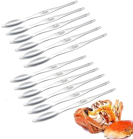 EQLEF Meeresfrüchte Gabeln Picks, Krabben und Hummer Picking Tools Edelstahl Packung (12-Stücke)
