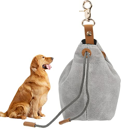 TMBMLPP Leckerlibeutel für Hunde, Futterbeutel Hunde, Schrumpftaschen mit Clip Schnalle, Hundebeutel Leckerli, Futtertasche, für Haustierspielzeug, Leckereien, für Welpen-Training Reisen, Gehen -Grau